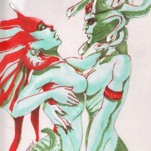 Thumbnail of Medusa and Naga Siren Traditional Art