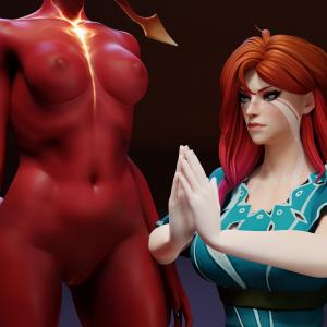 Thumbnail of Queen of Pain and Windranger SFM 3D Art naked